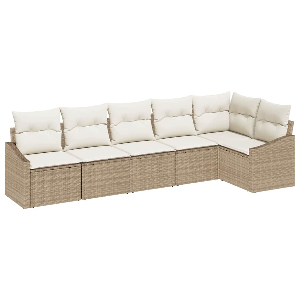 Garten Essgruppe mit Kissen mit Speicher 6 pcs Beige und Creme
